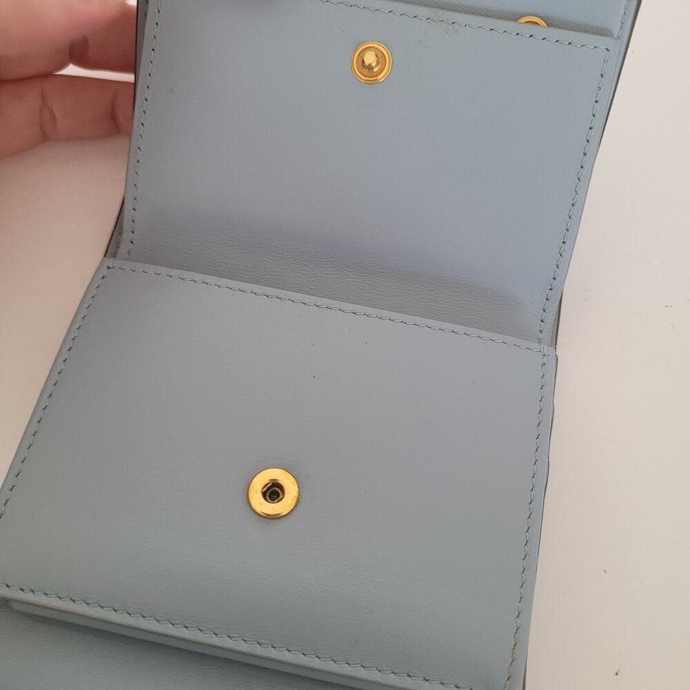 Celine Gray Pebbled Leather Small Wallet with Gold Logo - Picture 6 of 14